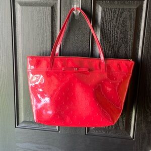 Red Kate Spade tote bag, minimal wear signs at corner bottoms